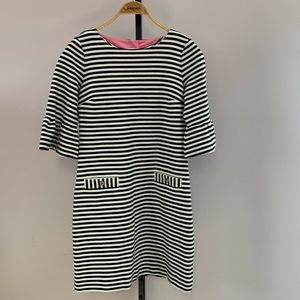 Lilly Pulitzer Alden Bell sleeve,, black and white striped dress size medium